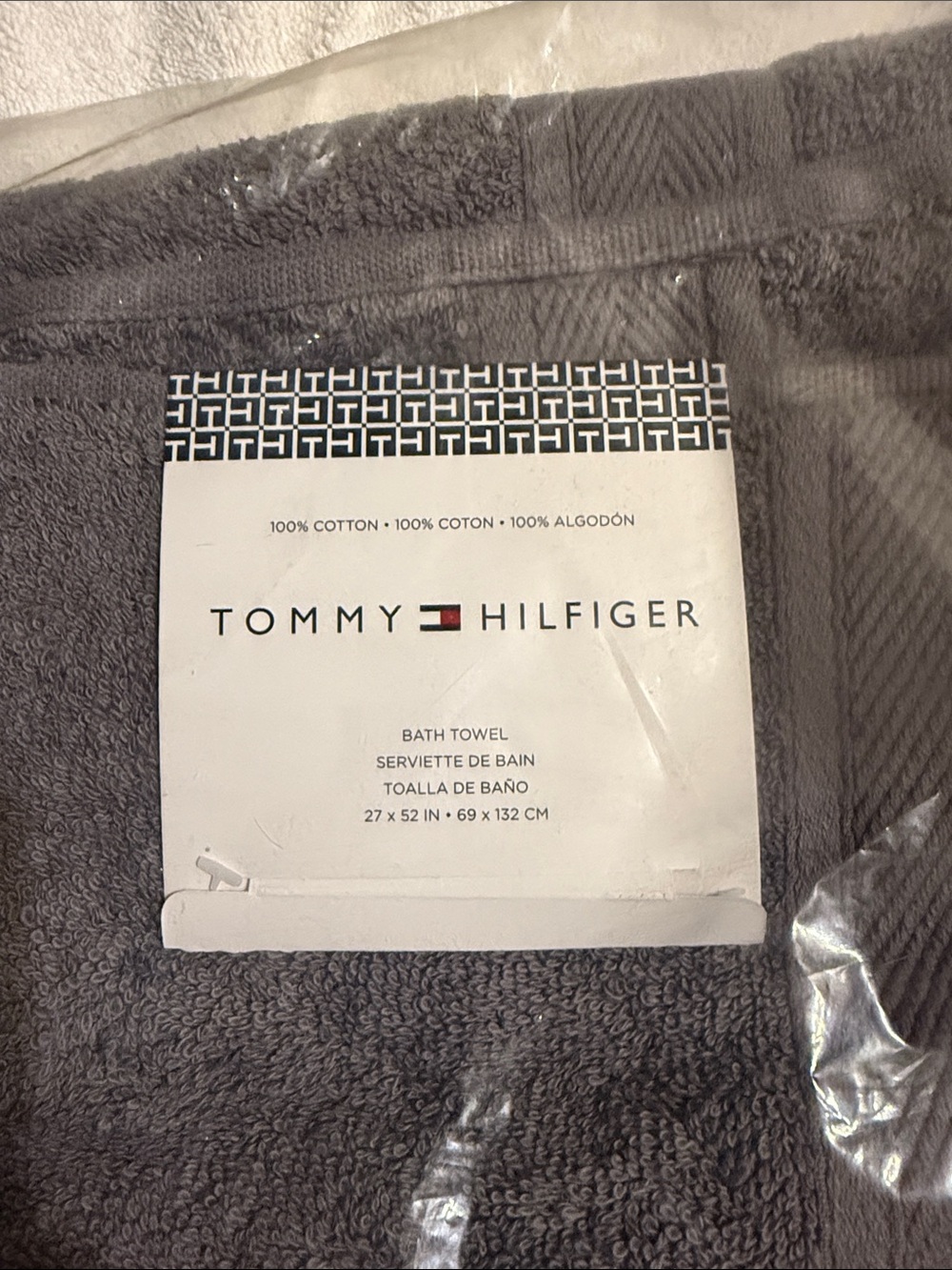 Tommy Hilfiger Dark Gray Cotton Bath Towel